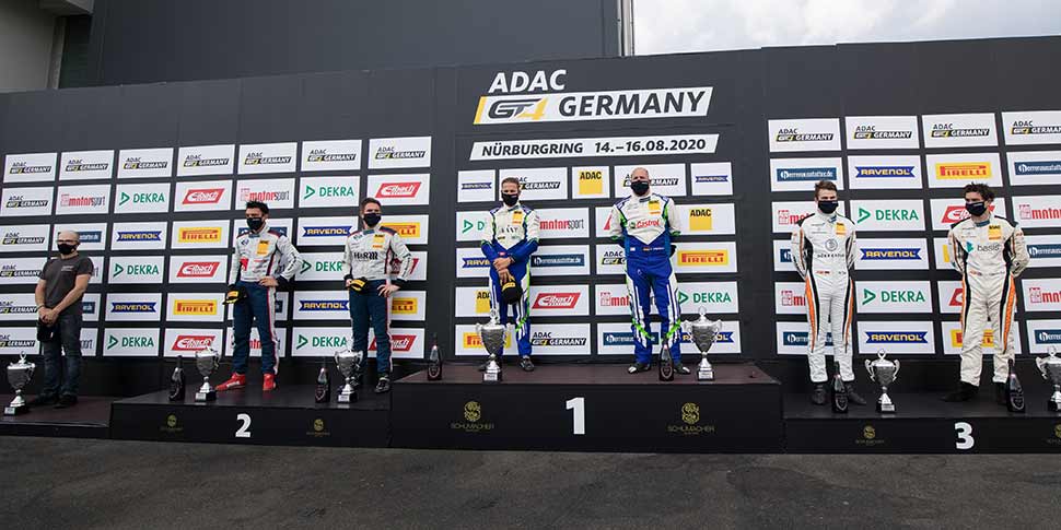 Das Samstagspodium der ADAC GT4 Germany auf dem Nürburgring